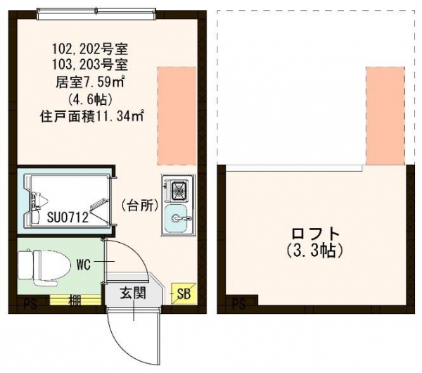 ハーモニーテラス大谷口_202_間取